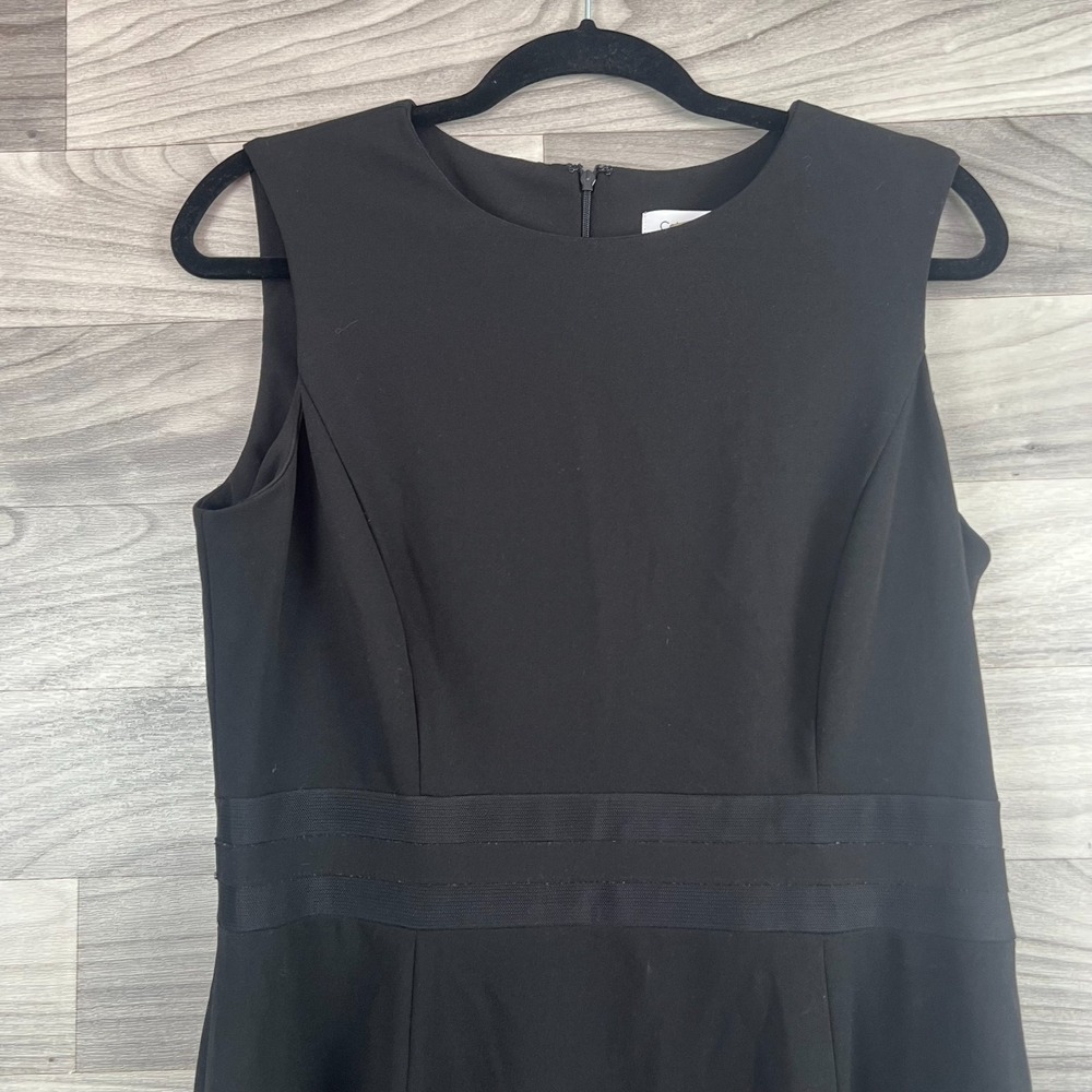 Calvin Klein Fit & Flare Dress Women's 12 Black‎ Sleeveless Round-Neck Back Zip - Picture 7 of 15